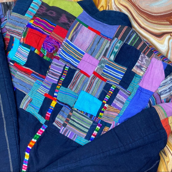 Vintage Patch Work Jacket XL Colorful Textile - Picture 7 of 7